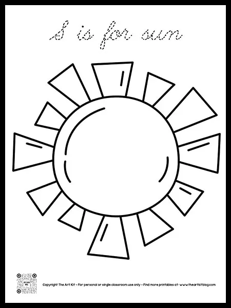 Letter s is for sun coloring pages â dotted font â the art kit