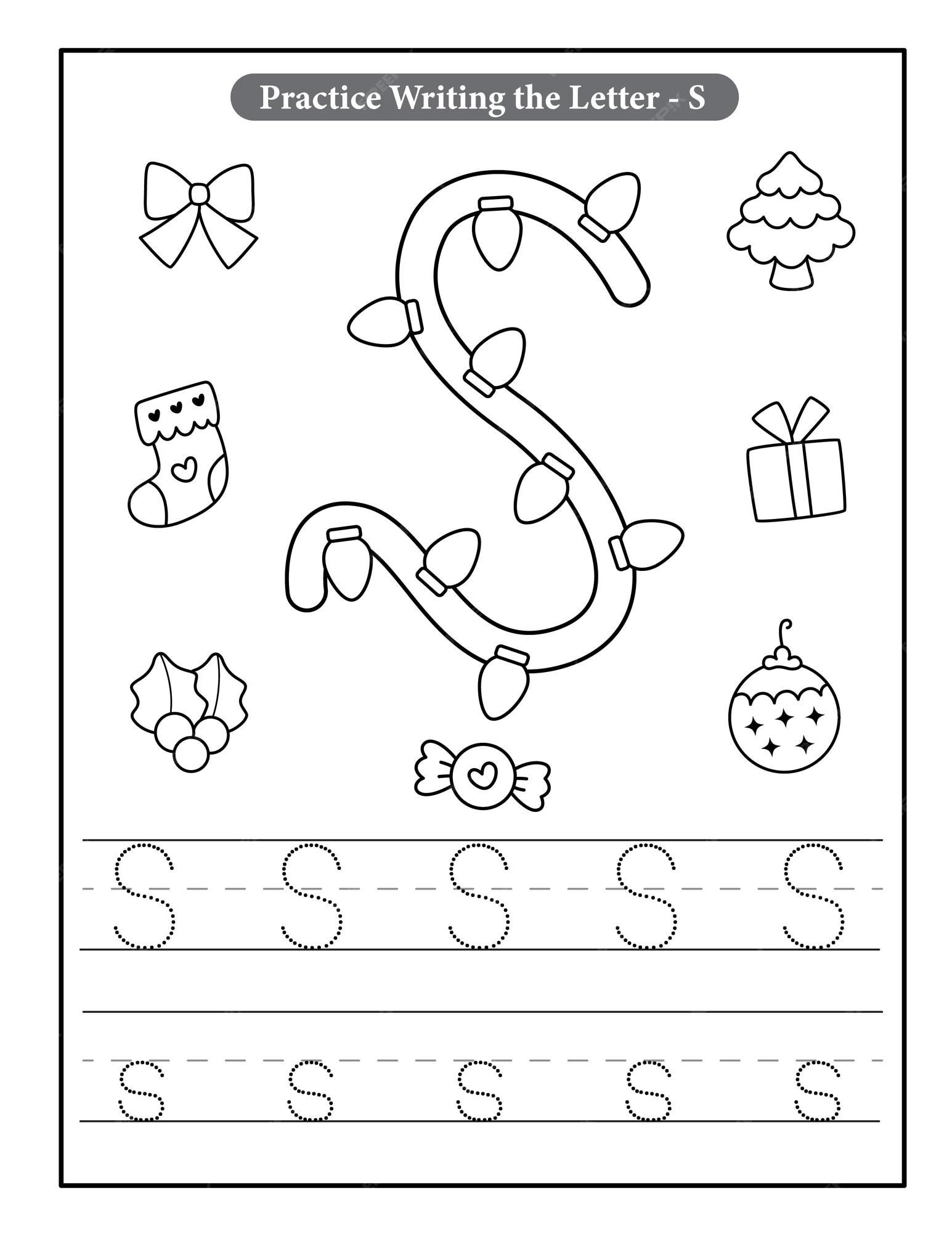 Premium vector fanny alphabet with christmas coloring pages for kids