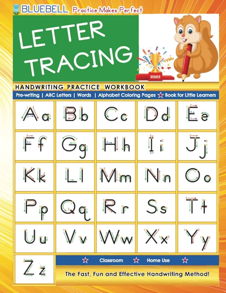 Letter tracing handwriting practice workbook pre