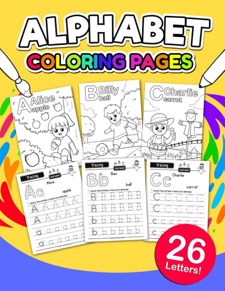 Alphabet coloring pages learn and color cursive handwriting workbook and coloring book for kids ages