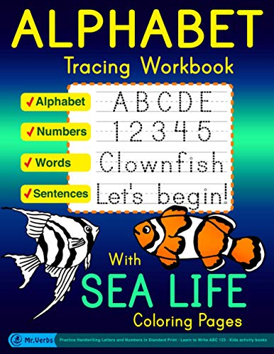 Alphabet tracing workbook with sea life loring pages