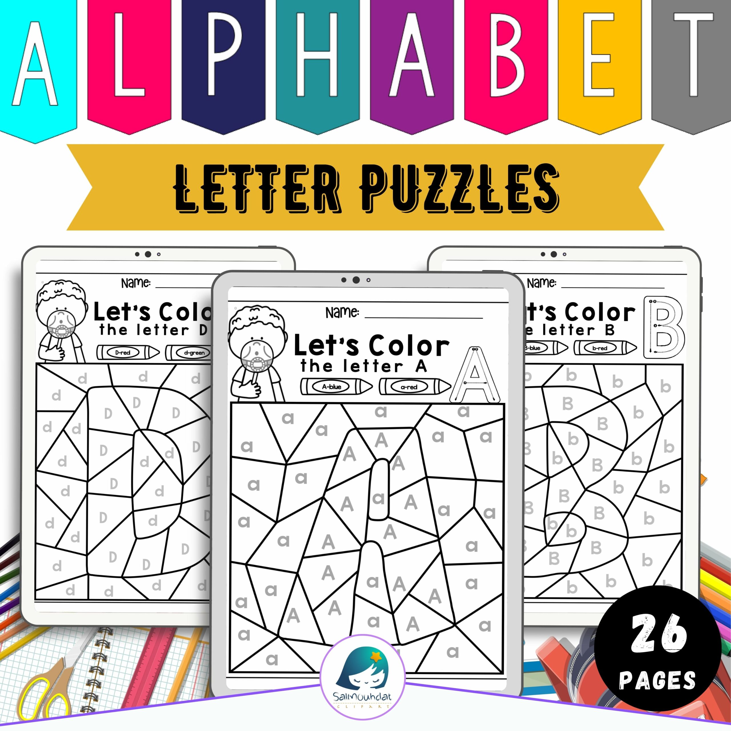 Alphabet letters puzzles back to school activity book for first day of school made by teachers