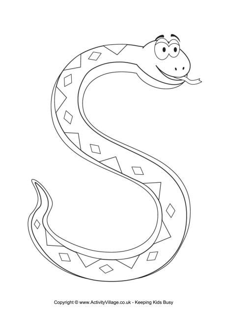 S is for snake louring page snake loring pages alphabet loring pages letter a crafts