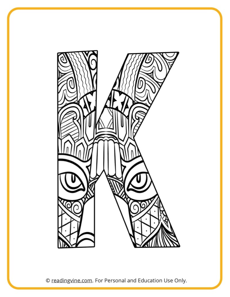 Letter k coloring pages