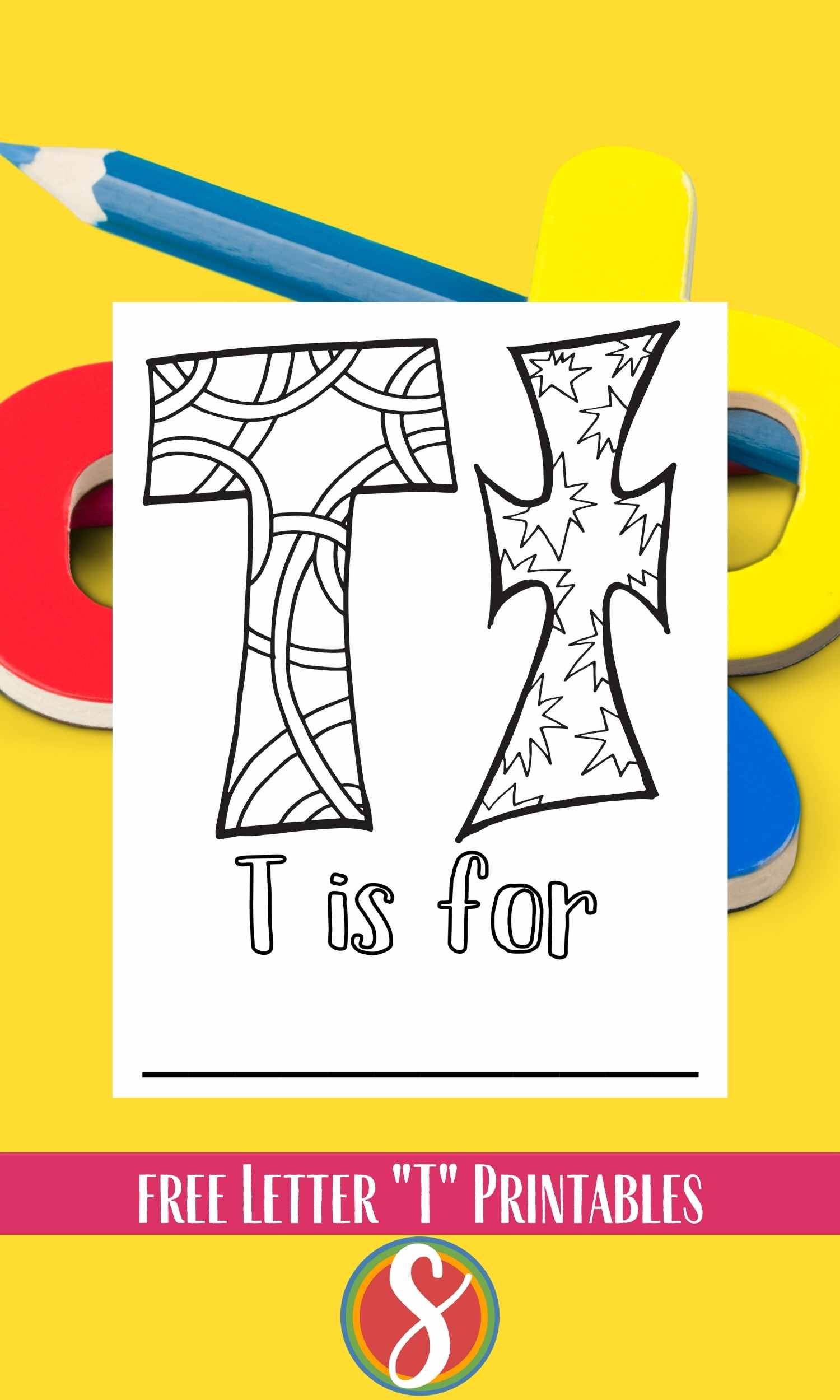 Free letter t coloring pages â stevie doodles