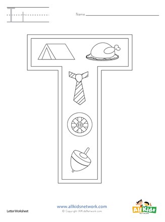 Letter t coloring page all kids network