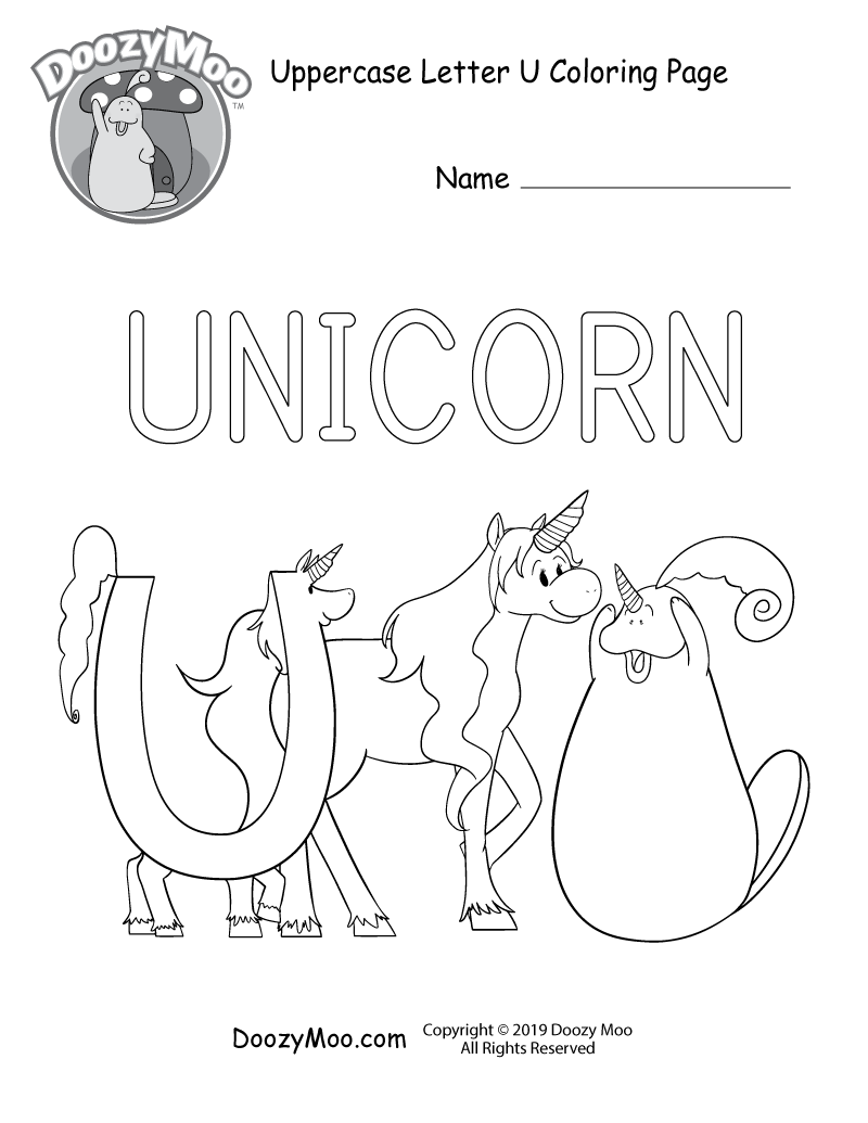 Cute uppercase letter u coloring page free printable