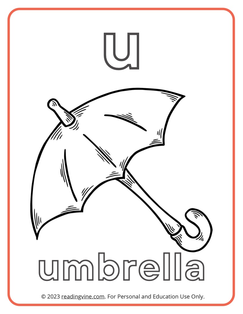 Letter u coloring pages