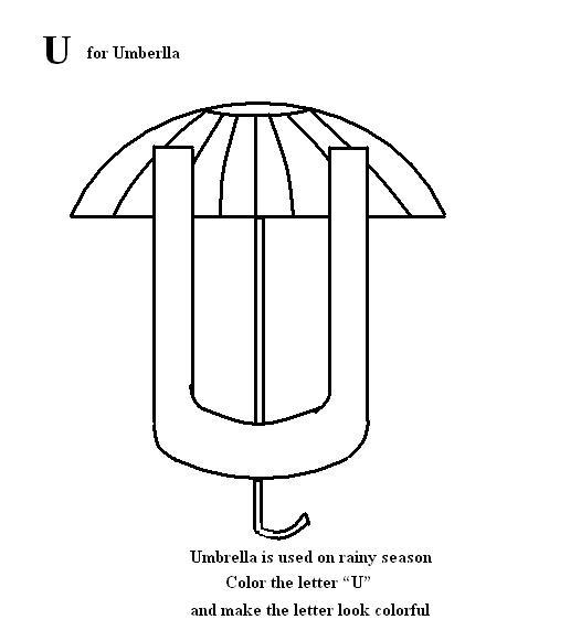 Letter u coloring printable page for kids