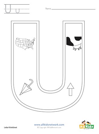 Letter u coloring page all kids network