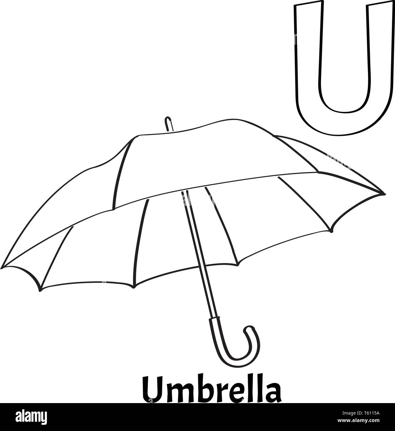 Vector alphabet letter u coloring page umbrella stock vector image art