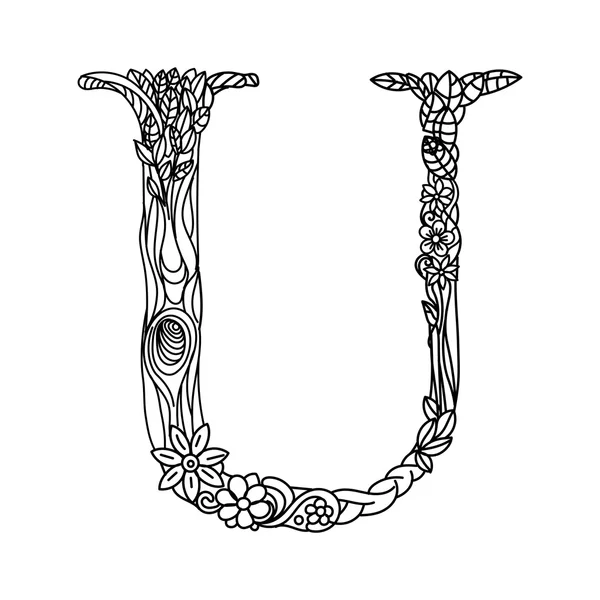 Letter u coloring book for adults vector stock vector by alexanderpokusay