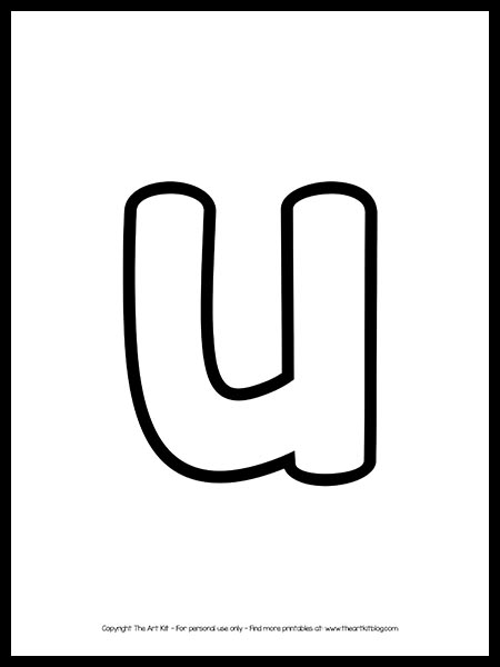 Lowercase letter u outline printable free â the art kit