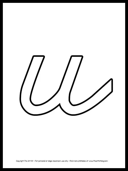 Lowercase letter u cursive outline printable free â the art kit