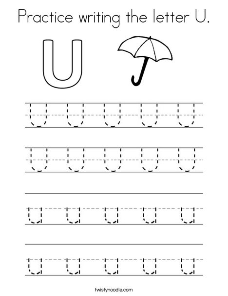 Practice writing the letter u coloring page