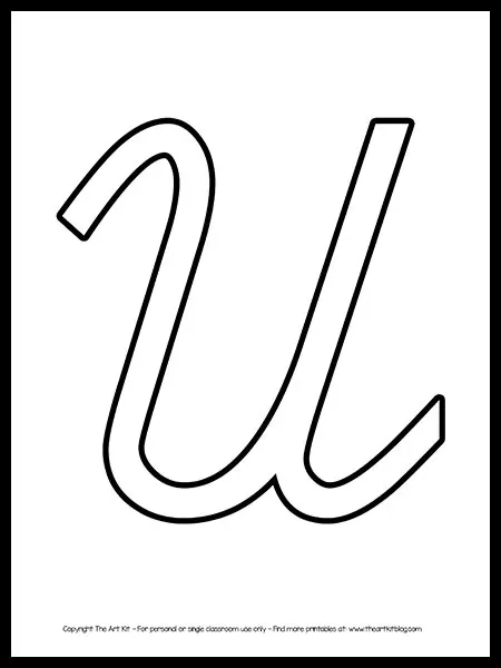 Uppercase letter u cursive outline printable free â the art kit