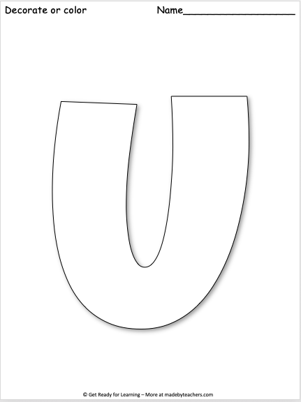 Free giant letter u worksheet