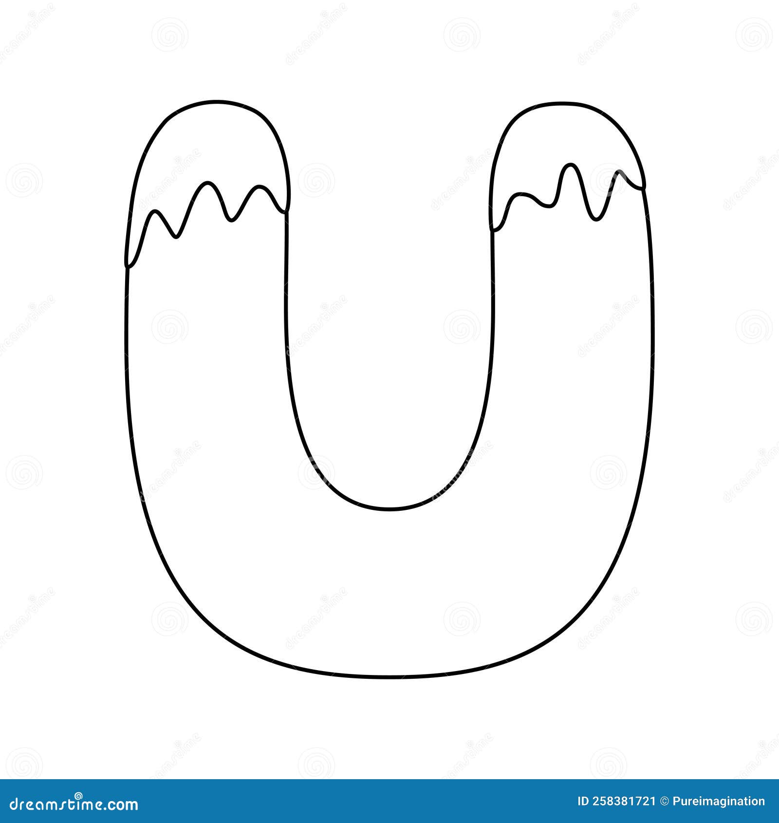 Coloring page with letter u for kids stock vector