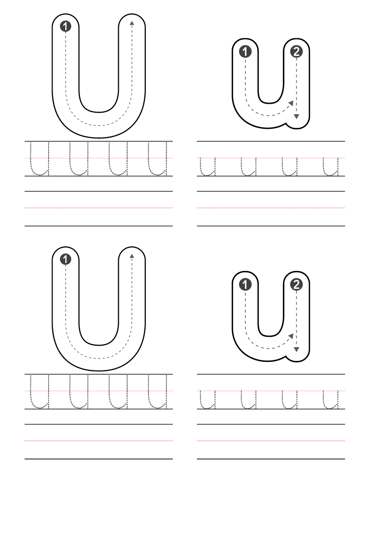 Free letter u coloring pages printable pdf