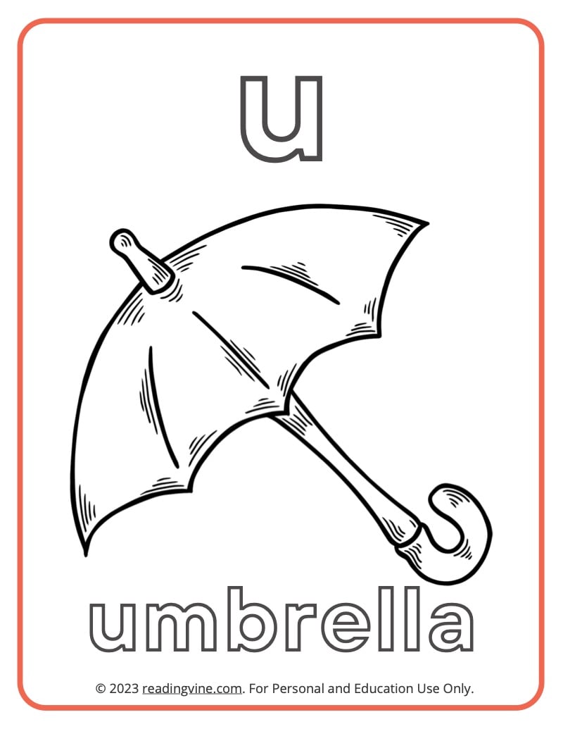 Letter u coloring pages