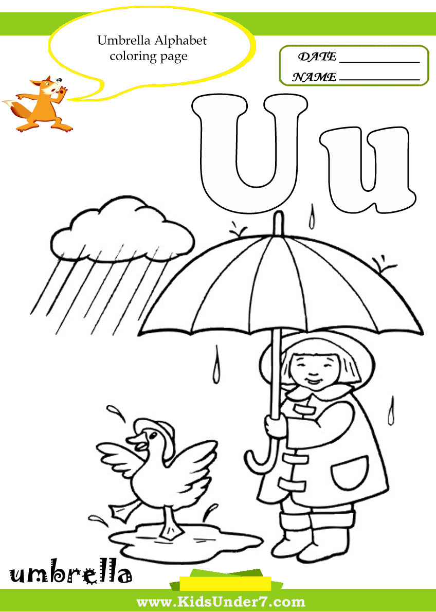 Kids under letter u worksheets and coloring pages