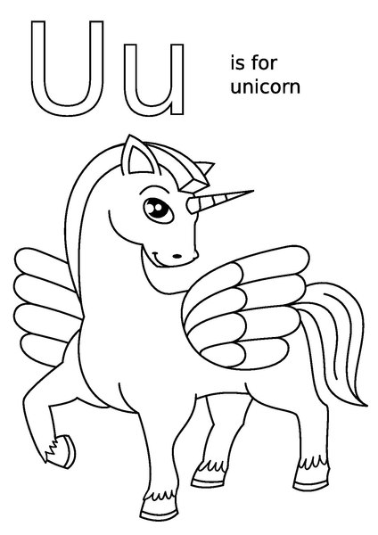 U is for unicorn letter u practice alphabet coloring colouring page for girls â worksheets etc