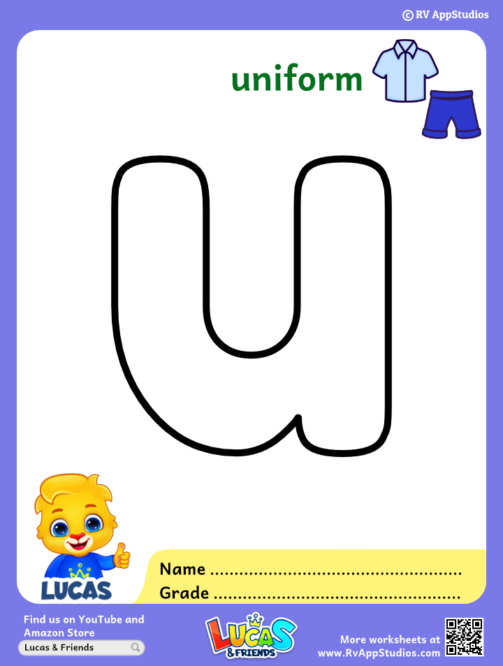 Alphabet u coloring pages