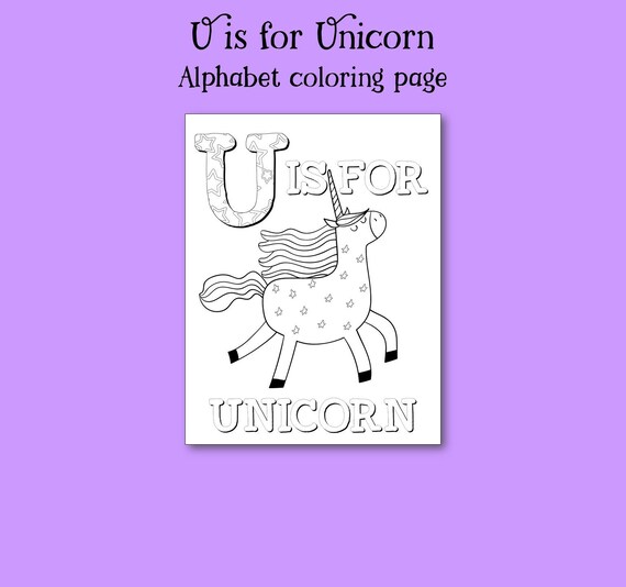 Letter u alphabet coloring page unicorn coloring pages coloring pages for kids nursery decor little girl coloring colouring activity