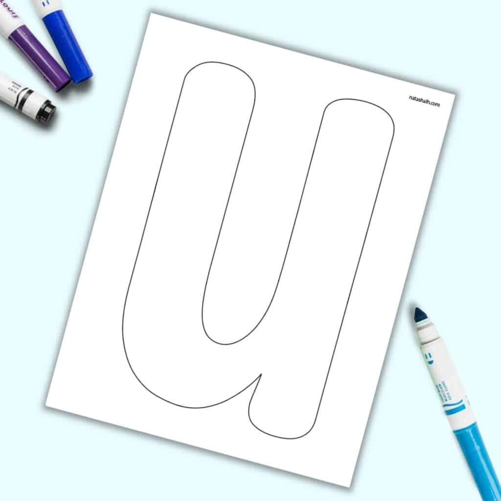 Free printable bubble uppercase letter u