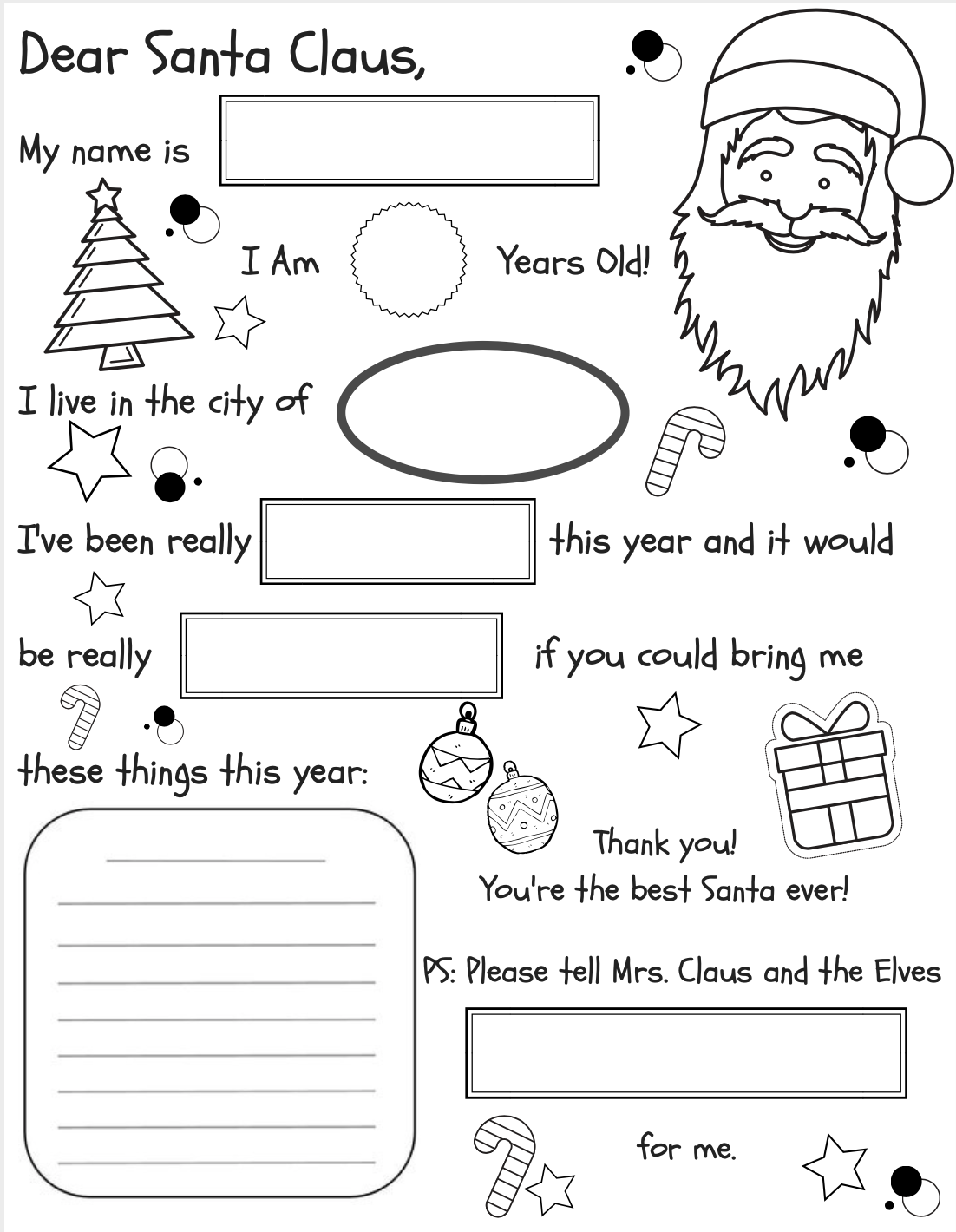 Letter to santa fill