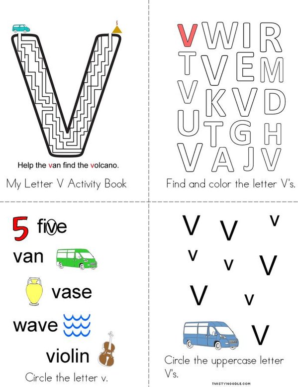 Letter v activity book