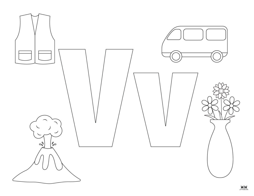 Letter v coloring pages