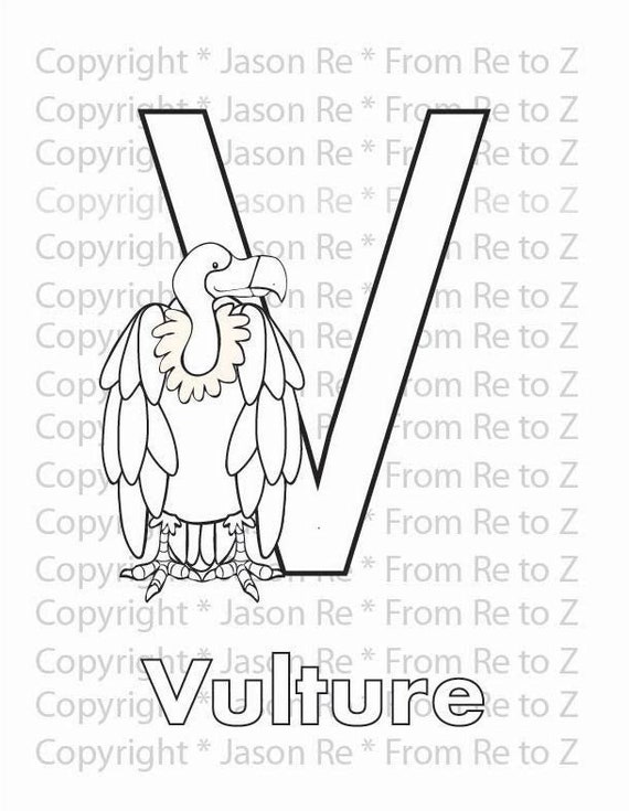 V is for vulture abcs coloring page alphabet printable digital download letter v classrooms and children of all ages