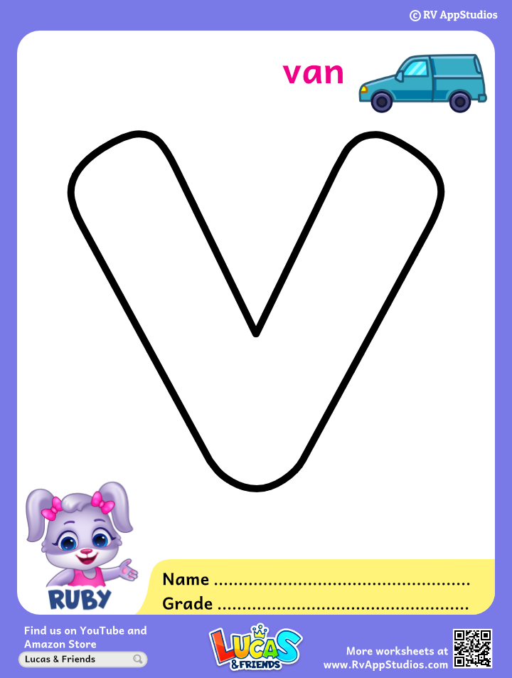 Alphabet v coloring pages