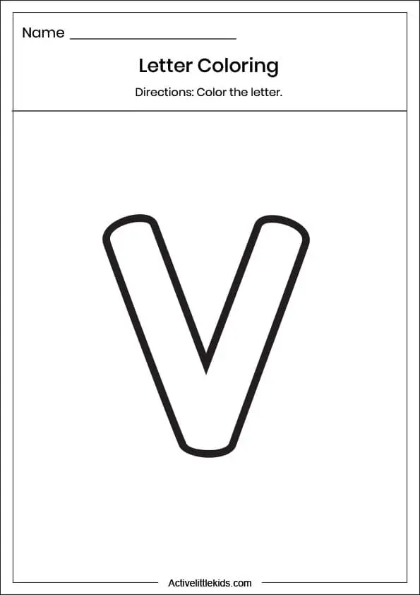 Free letter v worksheets for kindergarten