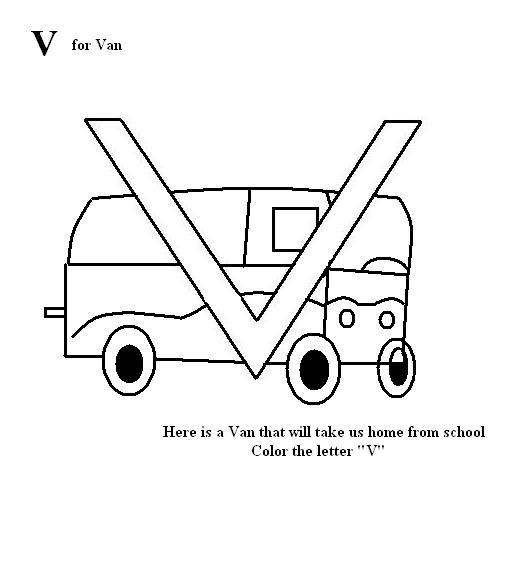 Letter v coloring printable page for kids