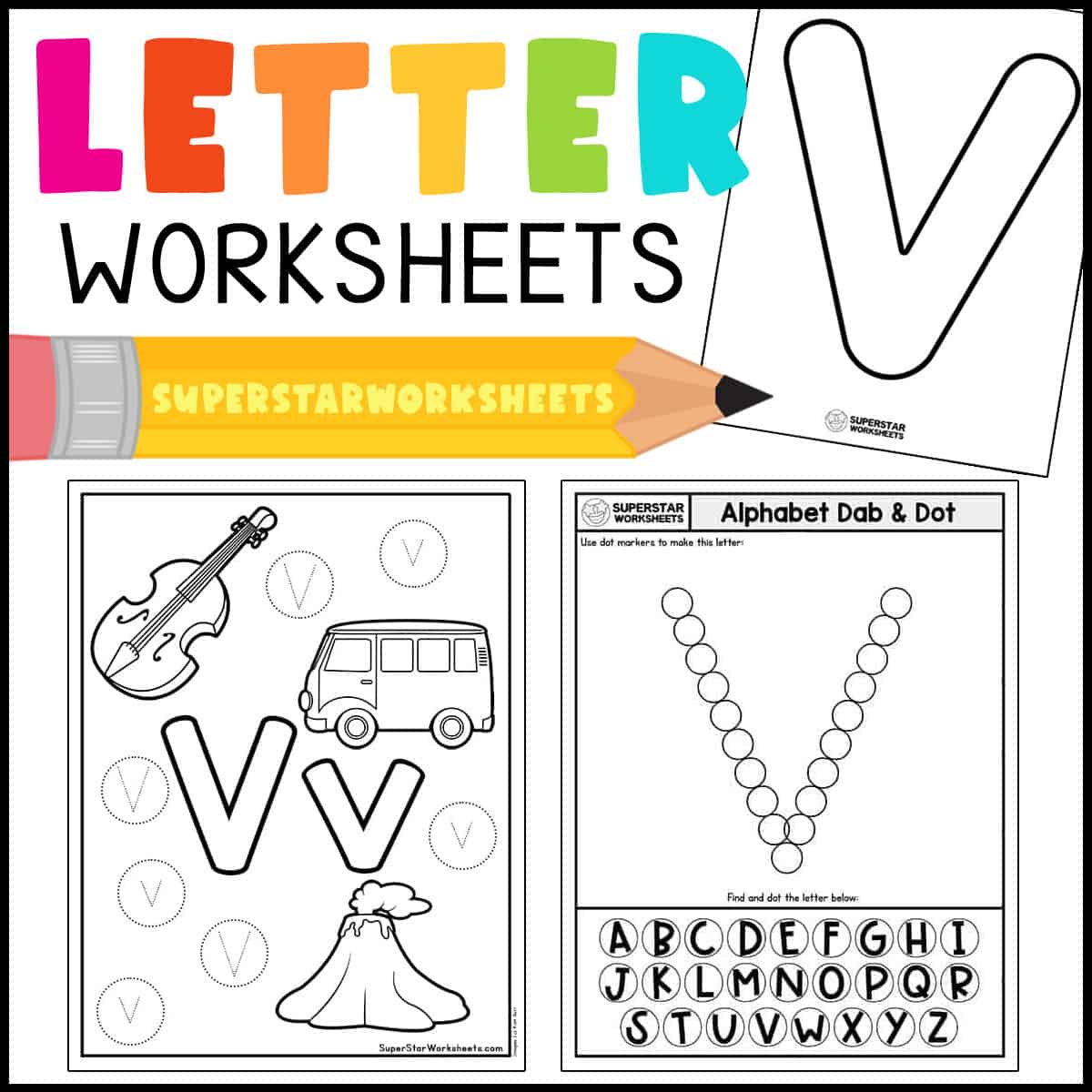 Letter v worksheets