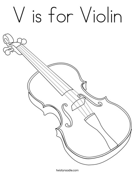 V is for violin coloring page