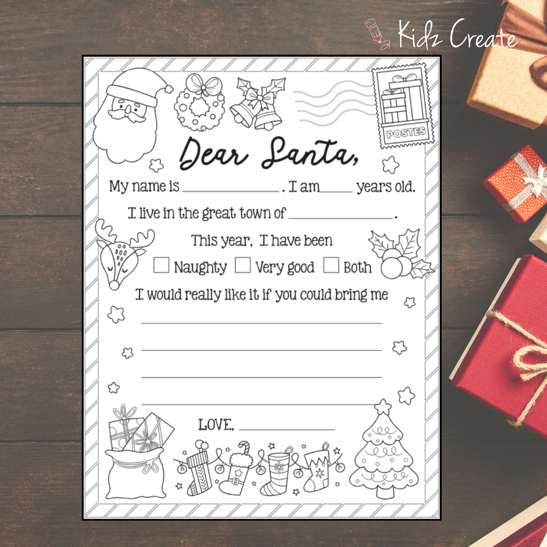 Letter to santa template printable â kidz create