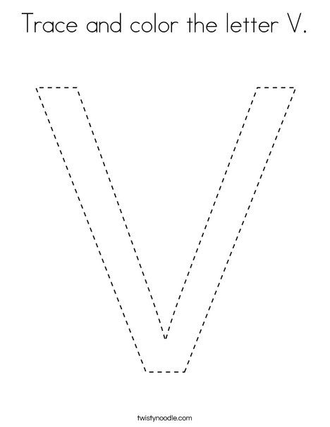 Trace and color the letter v coloring page