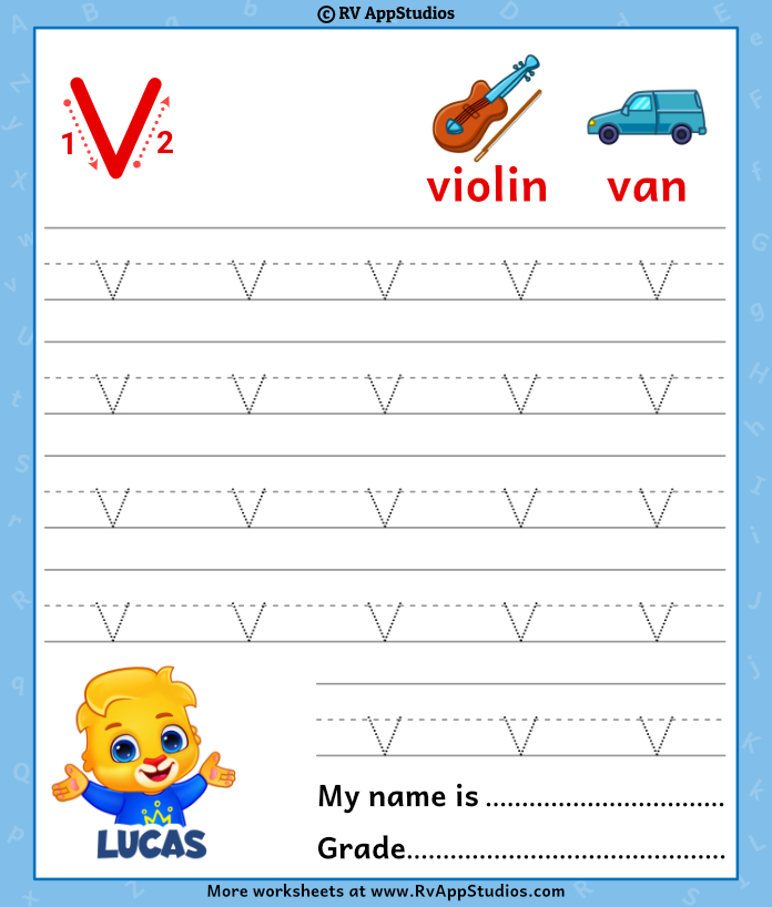 Lowercase letter v tracing worksheets trace small letter v worksheet