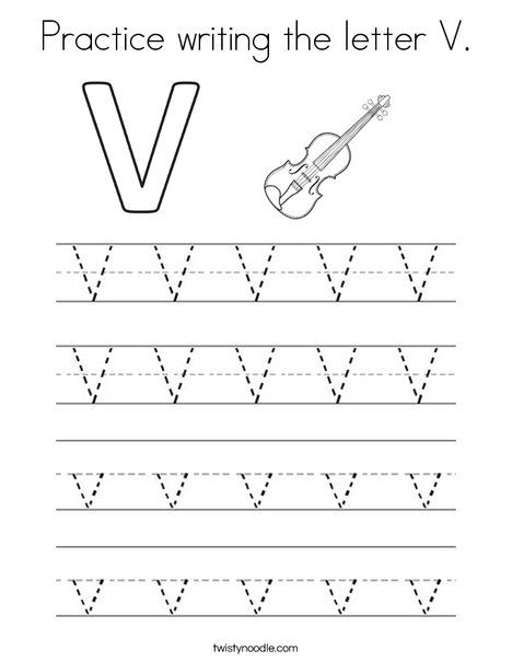 Practice writing the letter v coloring page