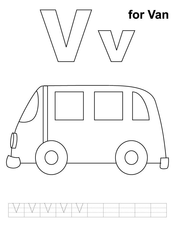 V for van coloring page with handwriting practice download free v for van coloring page â kids handwriting practice alphabet coloring pages abc coloring pages