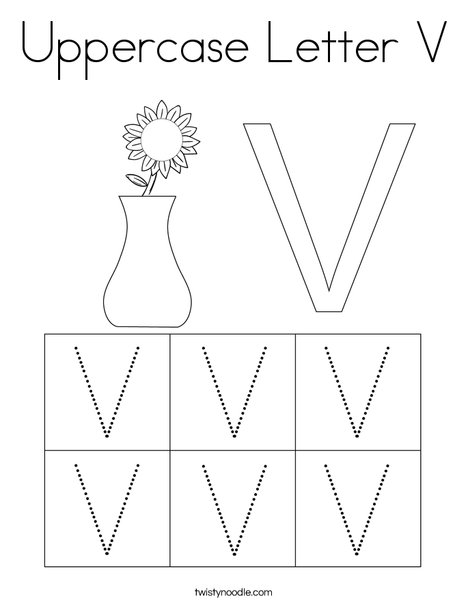 Uppercase letter v coloring page