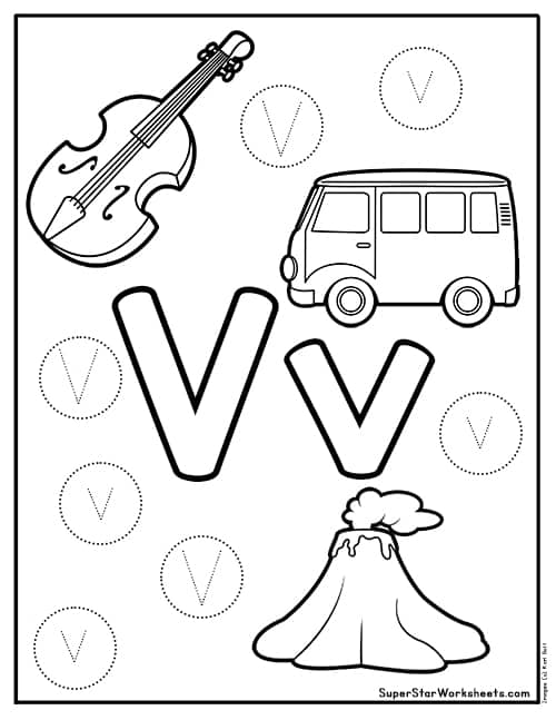 Letter v worksheets