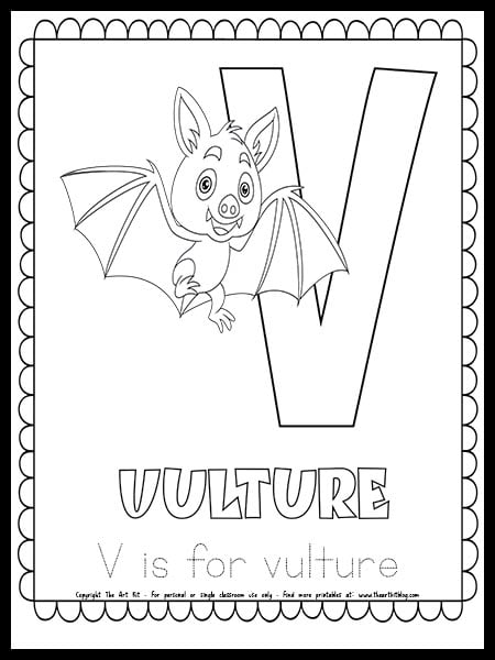 Letter v is for vulture free printable coloring page â the art kit