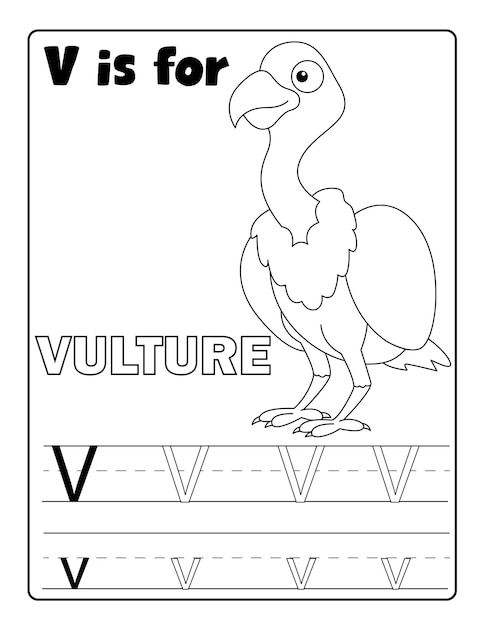 Premium vector alphabetical animal coloring and letter tracing coloring pages print ready vector