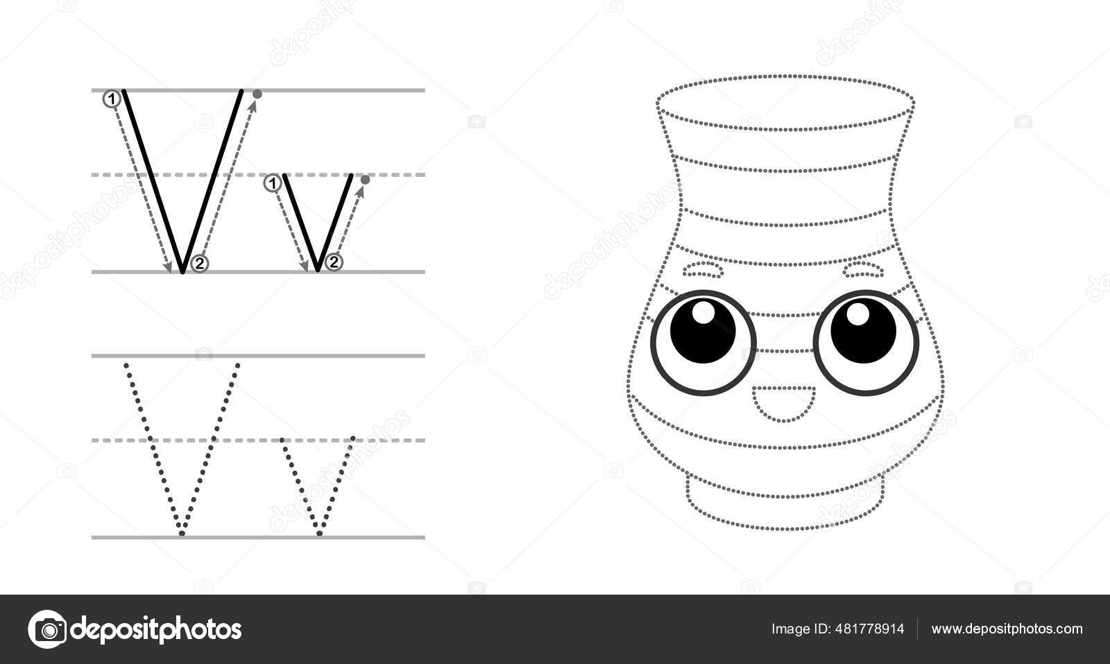 Trace letter picture color educational children tracing game coloring alphabet stock vector by natasha