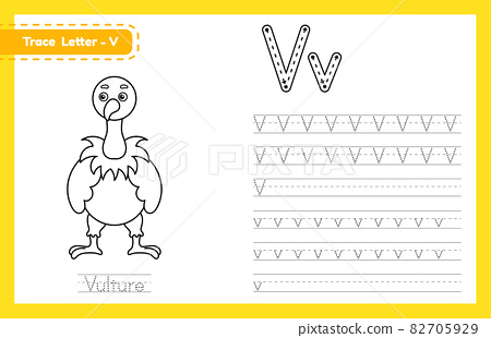 Trace letter v uppercase and lowercase