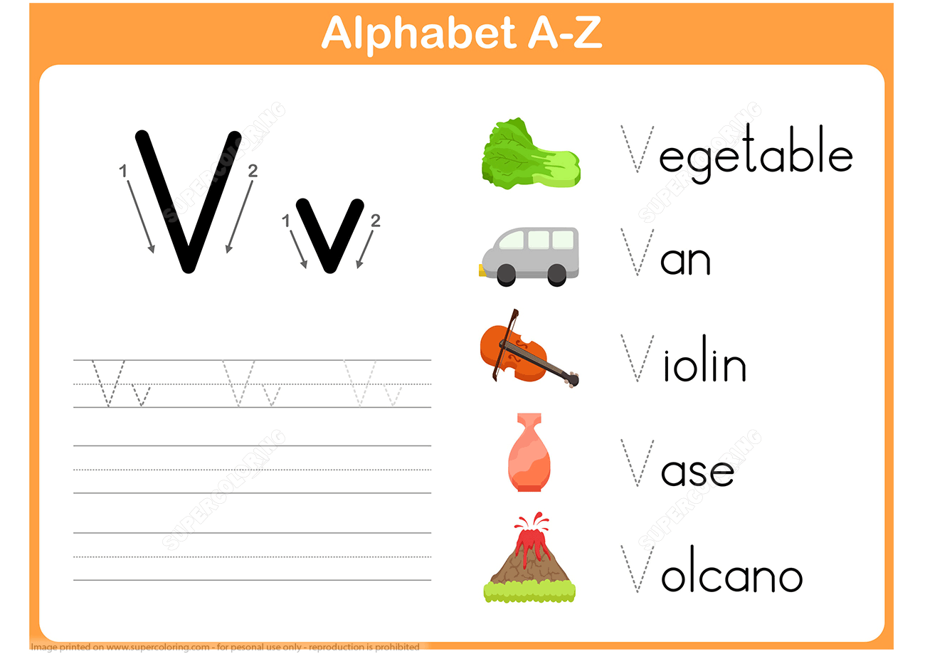 Letter v tracing worksheet free printable puzzle games